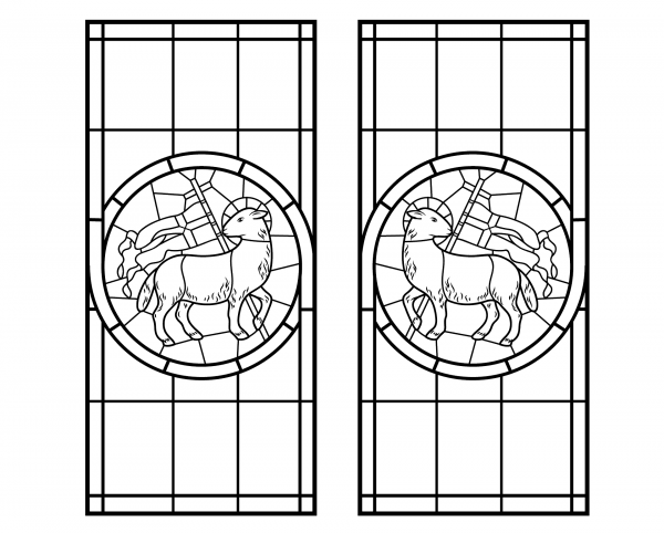 Lamb with Cross Stained Glass coloring page image