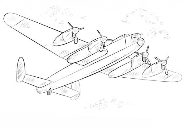 Lancaster Bomber coloring page image