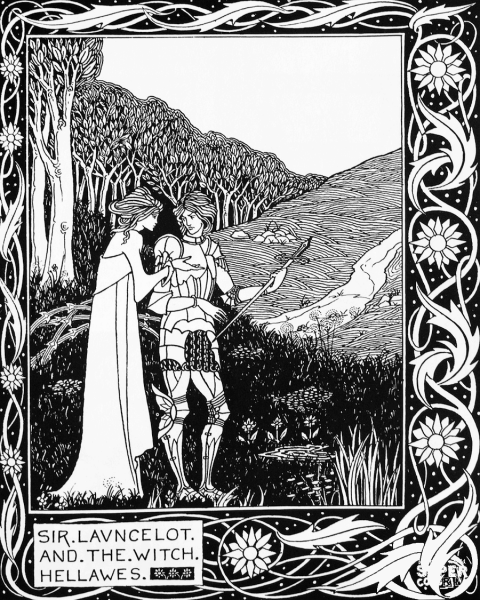 Lancelot and Hellawes coloring page image