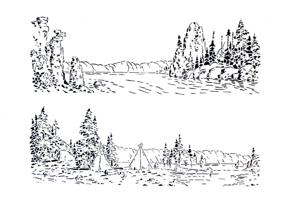 Landscape coloring page image
