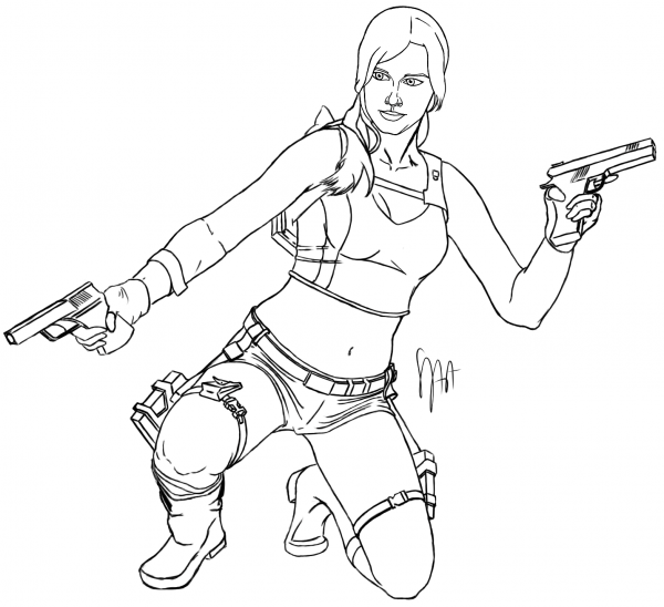 Lara Croft coloring page image
