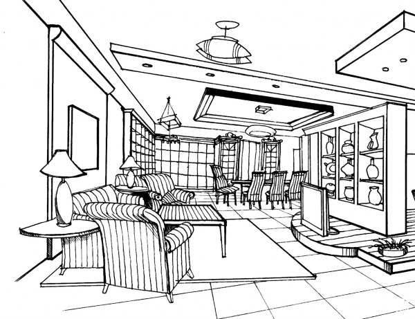 Large Living Room coloring page image