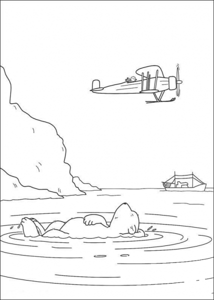 Lars Is Looking At The Plane  coloring page image