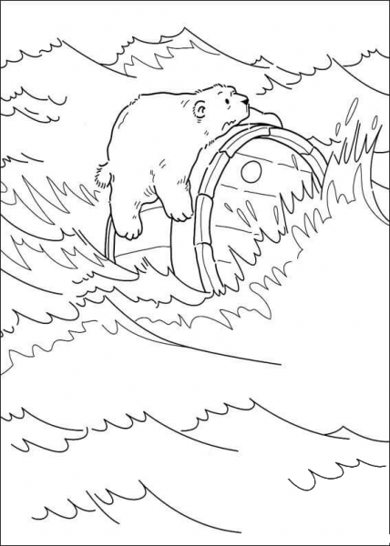 Lars Is lying on the barrel coloring page image