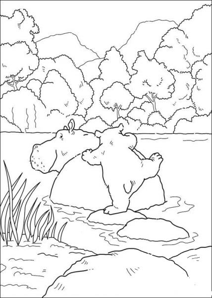 Lars Wants To Sit On The Hippo  coloring page image