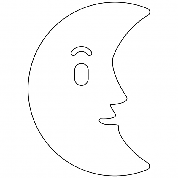 Last Quarter Moon Face Emoji coloring page image
