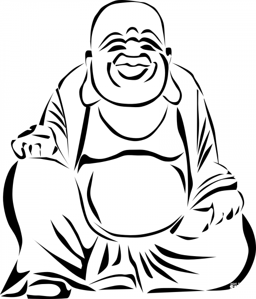 Laughing Buddha coloring page image