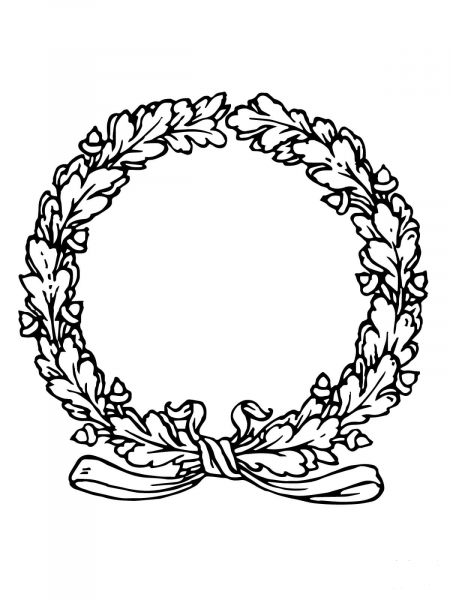 Laurels Wreath with Ribbon coloring page image