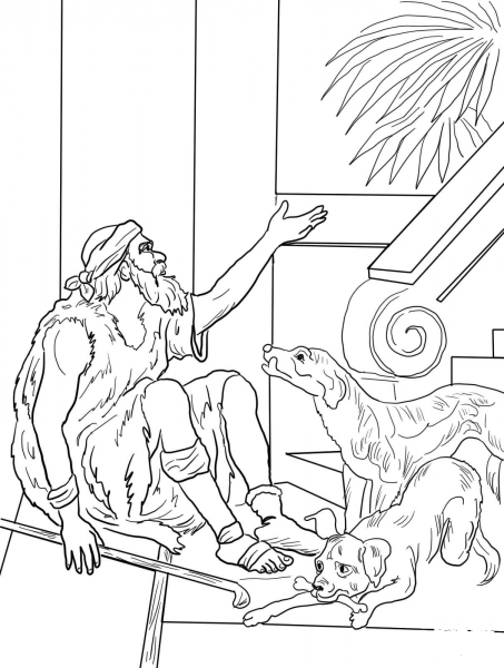 Lazarus and the Rich Man coloring page image