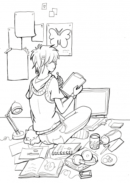 Lazy Afternoon by Namtia coloring page image
