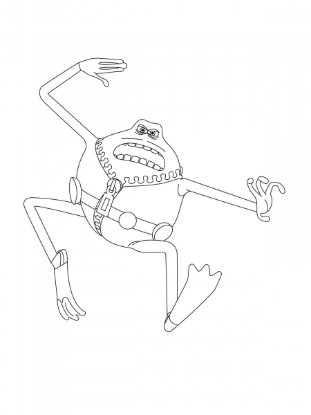 Le Frog is showing Kung Fu! coloring page image