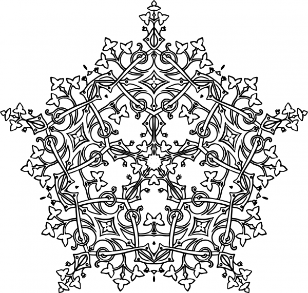 Leafy Geometric Design coloring page image