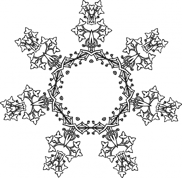 Leafy Geometric Design coloring page image