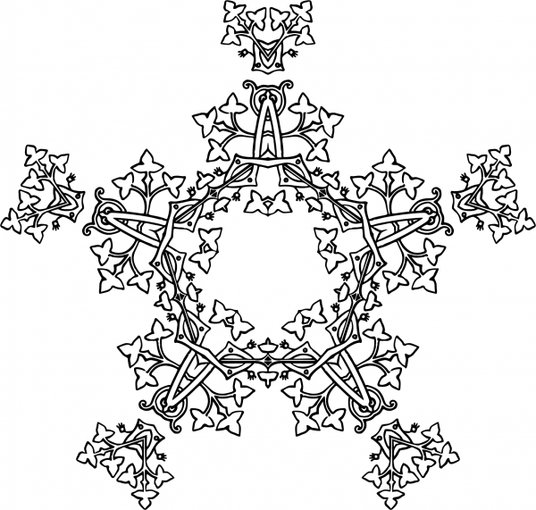 Leafy Geometric Design coloring page image