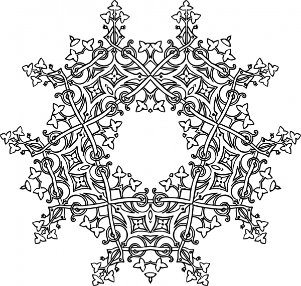 Leafy Geometric Design coloring page image