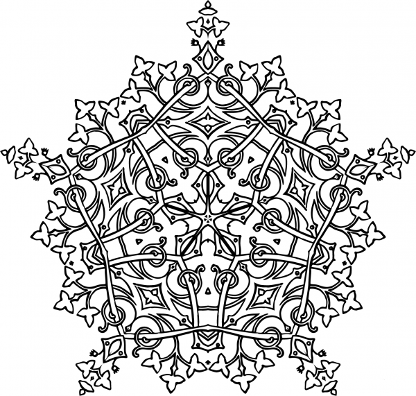 Leafy Geometric Design coloring page image