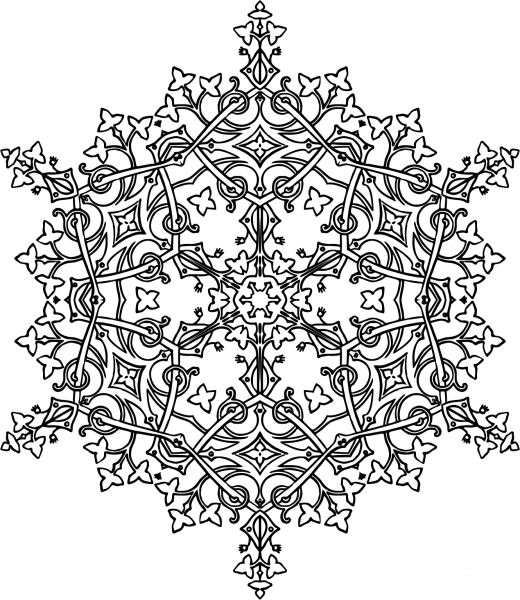 Leafy Geometric Design coloring page image