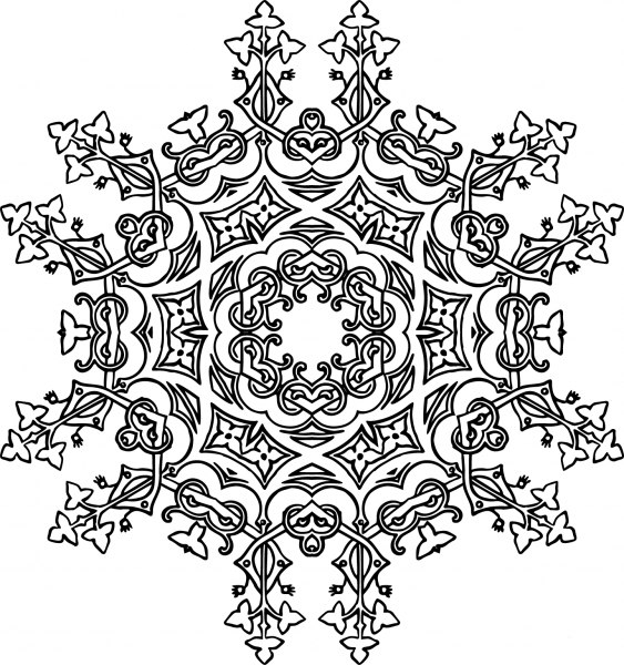 Leafy Geometric Design coloring page image