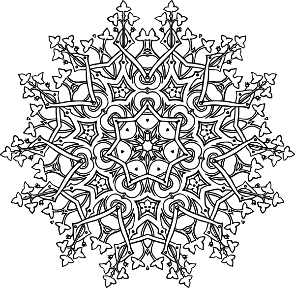 Leafy Geometric Design coloring page image