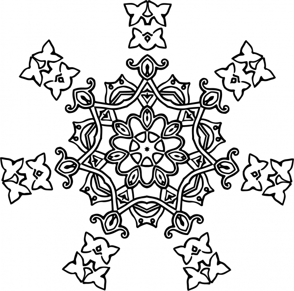 Leafy Geometric Design coloring page image