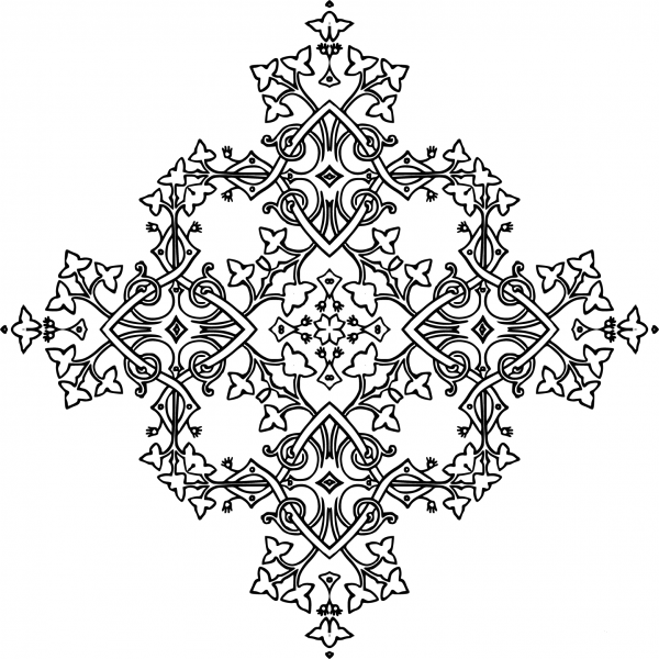 Leafy Geometric Design coloring page image