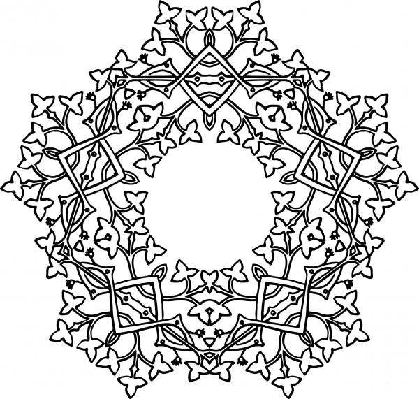Leafy Geometric Design coloring page image