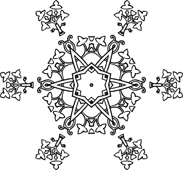 Leafy Geometric Design coloring page image