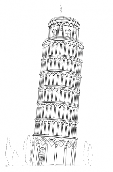Leaning Tower Of Pisa  coloring page image