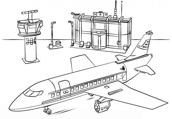 Lego Airport coloring page image