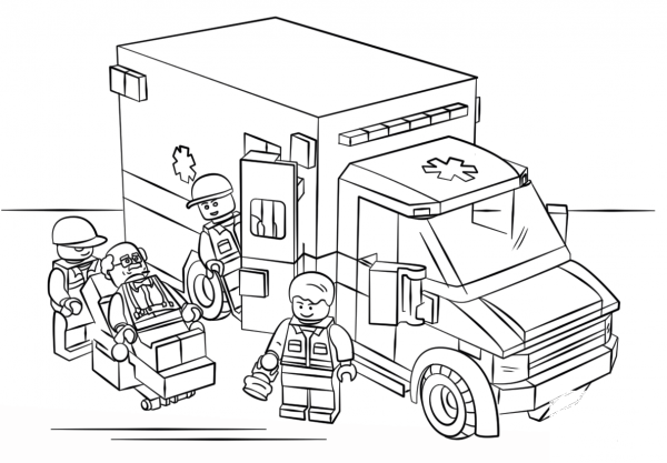 Lego Ambulance coloring page image