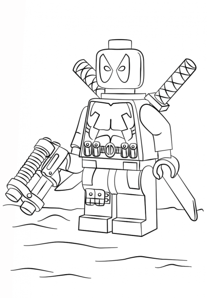 Lego Deadpool coloring page image
