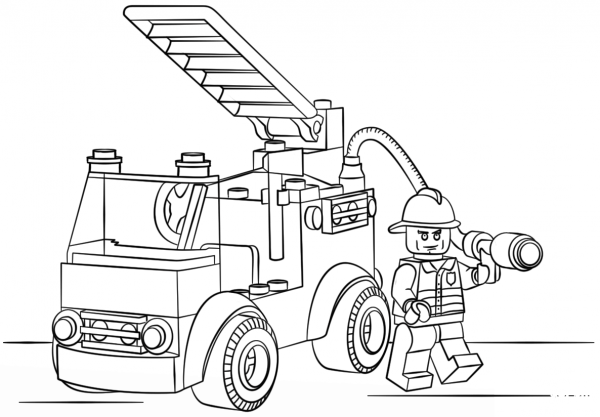 Lego Fire Truck coloring page image