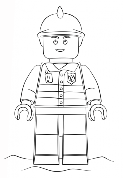 Lego Fireman coloring page image