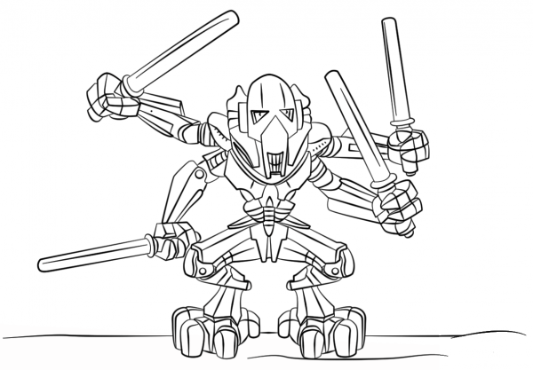 Lego General Grievous coloring page image