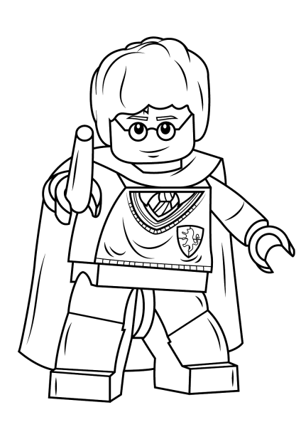 Lego Harry Potter with Wand coloring page image
