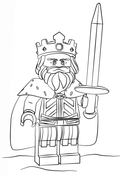 Lego King coloring page image