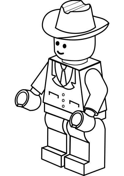 Lego Man in Cowboy Hat coloring page image
