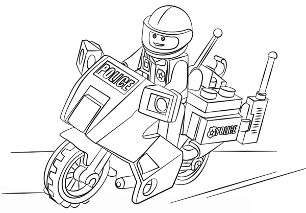 Lego Moto Police coloring page image