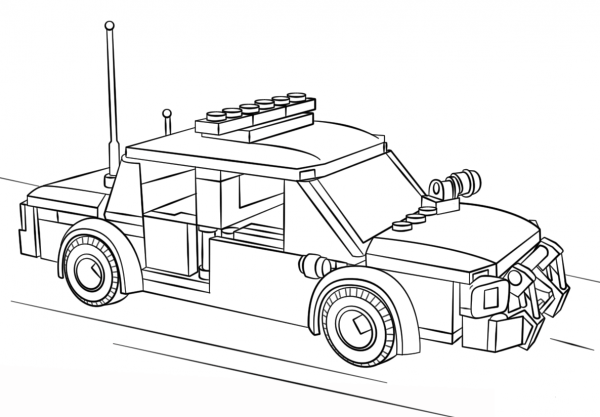 Lego Police Car coloring page image