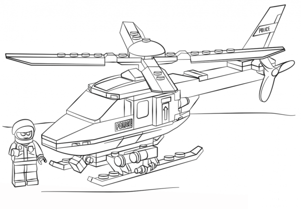 Lego Police Helicopter coloring page image