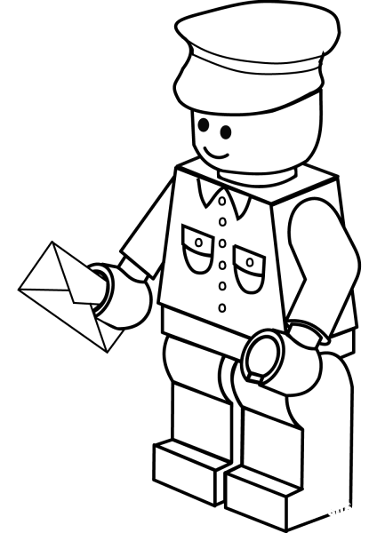 Lego Postman coloring page image