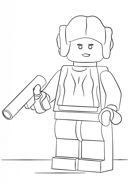 Lego Princess Leia coloring page image