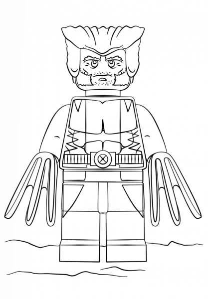 Lego Wolverine coloring page image