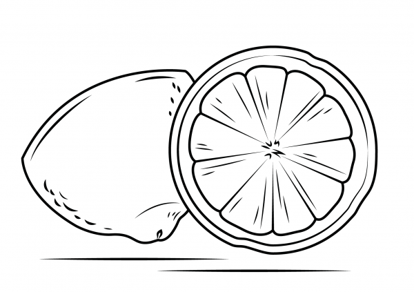 Lemon Cross Section coloring page image