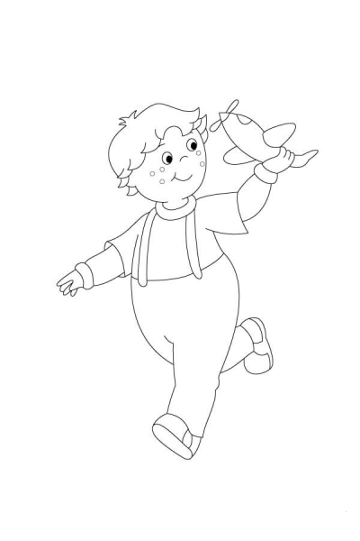 Leo Is Playing With His Toy Plane coloring page image