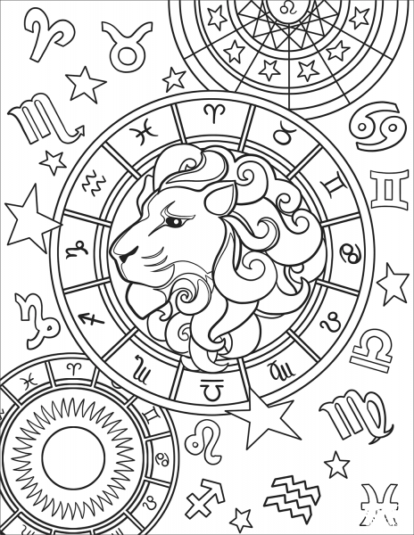 Leo Zodiac Sign coloring page image