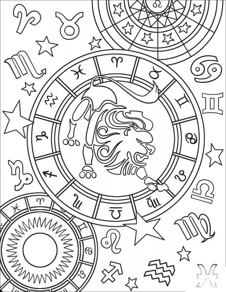 Leo Zodiac Sign coloring page image
