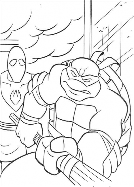 Leonardo Attacks Enemy  coloring page image