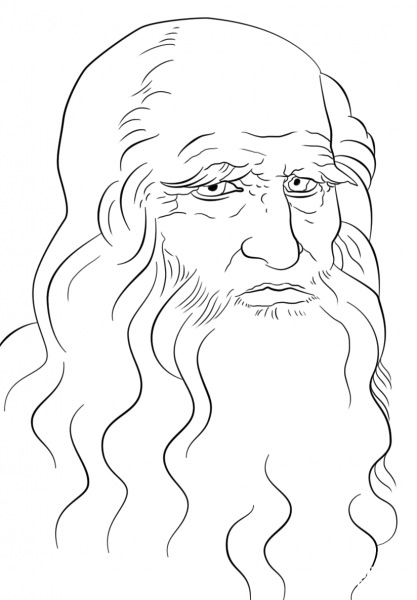 Leonardo da Vinci Self Portrait coloring page image