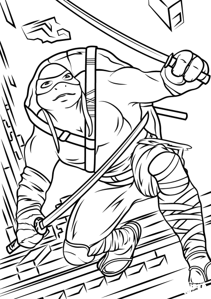 Leonardo from Teenage Mutant Ninja Turtles 2  coloring page image